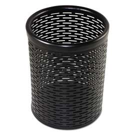 Urban Collection Punched Metal Pencil Cup, 3.5" Diameter x 4.5"h, Black
