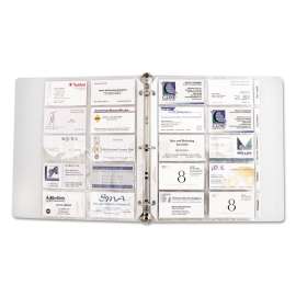 Tabbed Business Card Binder Pages, For 2 x 3.5 Cards, Clear, 20 Cards/Sheet, 5 Sheets/Pack