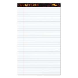 Docket Gold Ruled Perforated Pads, Wide/Legal Rule, 50 White 8.5 x 14 Sheets, 12/Pack