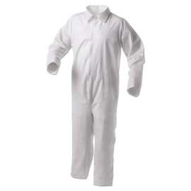 A35 Liquid And Particle Protection Coveralls, Zipper Front, Large, White, 25/carton