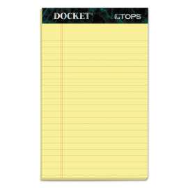 Docket Ruled Perforated Pads, Narrow Rule, 50 Canary-Yellow 5 x 8 Sheets, 12/Pack