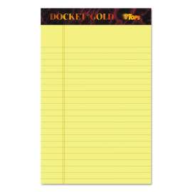 Docket Gold Ruled Perforated Pads, Narrow Rule, 50 Canary-Yellow 5 x 8 Sheets, 12/Pack