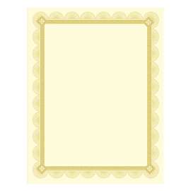 Premium Certificates, 8.5 x 11, Ivory/Gold with Spiro Gold Foil Border,15/Pack