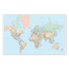 Laminated Wall Maps, World, Dry Erase, 50 x 32