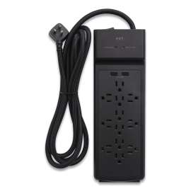 NXT Technologies - Black 12-Outlet 2 USB Surge Protector with 8' Cord