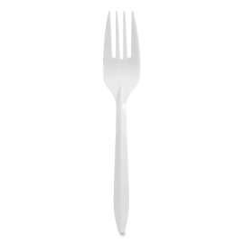 Individually Wrapped Mediumweight Cutlery, Forks, White, 1,000/Carton