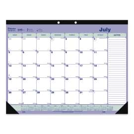 Academic Monthly Desk Pad Calendar, 21.25 x 16, White/Blue/Green, Black Binding/Corners, 13-Month (July-July): 2022-2023