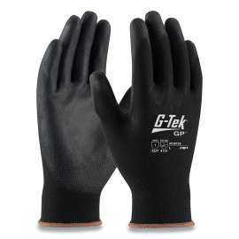GP Polyurethane-Coated Nylon Gloves, Large, Black, 12 Pairs