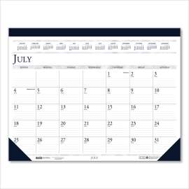 Recycled Academic Desk Pad Calendar, 22 x 17, White/Blue Sheets, Blue Binding/Corners, 14-Month (July to Aug): 2022 to 2023
