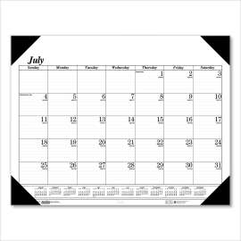 Recycled Economy Academic Desk Pad Calendar, 22 x 17, White/Black Sheets, Black Binding/Corners,14-Month(July-Aug): 2022-2023