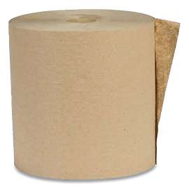 Recycled Hardwound Paper Towels, 1-Ply, 1.8 Core, 7.88 x 800 ft, Kraft, 6 Rolls/Carton