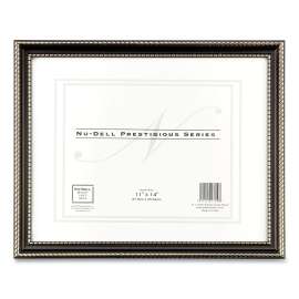 Prestige Series Executive Document and Photo Frame with Three-Way Mat, Plastic, 11 x 14 Insert, Black/Gold
