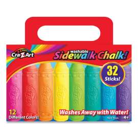 Washable Sidewalk Chalk, 12 Assorted Colors, 32 Sticks/Box