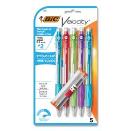 Velocity Original Mechanical Pencil, 0.9 mm, HB (#2), Black Lead, Assorted Barrel Colors, 5/Pack