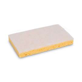 Scrubbing Sponge, Light Duty, 3.6 x 6.1, 0.7" Thick, Yellow/White, Individually Wrapped, 20/Carton