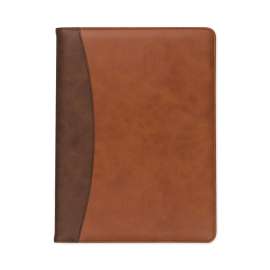 Two-Tone Padfolio with Spine Accent, 10.6w x 14.25h, Polyurethane, Tan/Brown