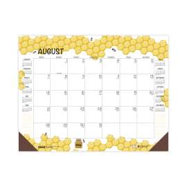 Recycled Honeycomb Desk Pad Calendar, 22 x 17, White/Multicolor Sheets, Brown Corners, 12-Month (Aug to July): 2023