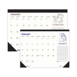 Recycled Zodiac Desk Pad Calendar, Zodiac Artwork, 17 x 22, White Sheets, Black Binding/Corners, 12-Month (Jan-Dec) 2023