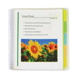 10-Pocket Poly Portfolio with Write-On Index Tabs, Spiral Bound, 5-Tab, Clear with Assorted Color Tabs