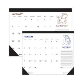 Recycled Zodiac Desk Pad Calendar, Zodiac Artwork, 17 x 22, White Sheets, Black Binding/Corners, 12-Month (Jan-Dec) 2023