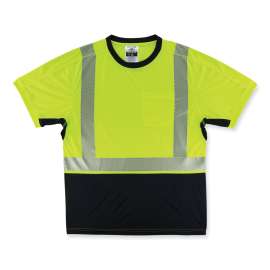 Ergodyne GloWear 8283BK Lightweight Performance Hi-Vis T-Shirt, Class 2, Black Bottom, L, Lime
