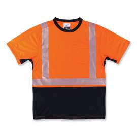 Ergodyne GloWear 8283BK Lightweight Performance Hi-Vis T-Shirt, Class 2, Black Bottom, S, Orange