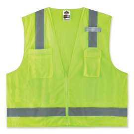 Ergodyne GloWear 8249Z-S Hi-Vis Surveyors Vest, Class 2, Economy, Single Size, 5XL, Lime