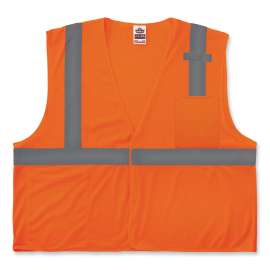 Ergodyne GloWear 8210HL-S Mesh Hi-Vis Safety Vest, Class 2, Economy, Single Size, 4XL, Orange
