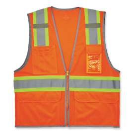 Ergodyne GloWear 8246Z-S Two-Tone Mesh Hi-Vis Safety Vest, Class 2, Single Size, L, Orange