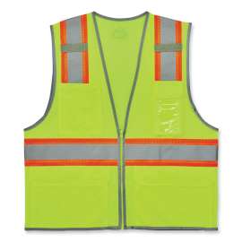 Ergodyne GloWear 8246Z-S Two-Tone Mesh Hi-Vis Safety Vest, Class 2, Single Size, 5XL, Lime
