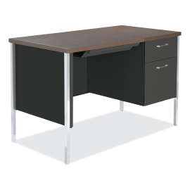 Alera - Alera Series Mocha Steel Single Pedestal Office Desk with Black Base