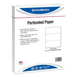 Perforated and Punched Paper, 92 Bright, 24 lb Bond Weight, 8.5 x 11, White, 500/Ream, 5 Reams/Carton