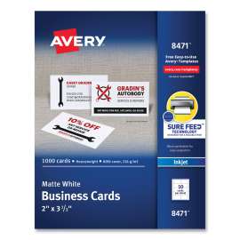Printable Microperf Business Cards, Inkjet, 2 x 3 1/2, White, Matte, 1000/Box