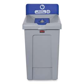 Slim Jim Recycling Station 1-Stream, Mixed Recycling Station, 33 gal, Resin, Gray