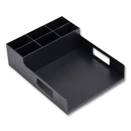 Network Collection Utensil, Napkin and Plate Countertop Organizer, 15.2 x 11.5 x 4.45, Plastic, Black