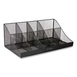 Network Collection 11-Compartment Coffee Cup and Condiment Countertop Organizer, 9.5 x 17.88 x 6.63, Black