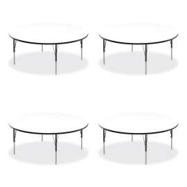 Markerboard Activity Tables, Round, 60" x 19" to 29", White Top, Black/Silver Legs, 4/Pallet, Ships in 4-6 Business Days