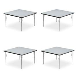 Adjustable Activity Tables, Square, 48" x 48" x 19" to 29", Gray Top, Silver Legs, 4/Pallet, Ships in 4-6 Business Days