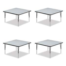 Adjustable Activity Tables, Square, 48" x 48" x 19" to 29", Gray Top, Black Legs, 4/Pallet, Ships in 4-6 Business Days