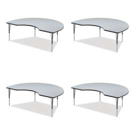 Adjustable Activity Tables, Kidney Shaped, 72" x 48" x 19" to 29", Gray Top, Gray Legs, 4/Pallet, Ships in 4-6 Business Days