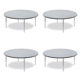 Height Adjustable Activity Tables, Round, 60" x 19" to 29", Gray Granite Top, Gray Legs, 4/Pallet, Ships in 4-6 Business Days