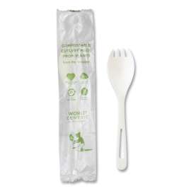 TPLA Compostable Cutlery, Spork, White, 750/Carton
