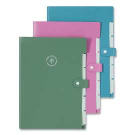 U ECO Six-Pocket Expandable Folder, 4.5" Expansion, 6 Sections, Snap Button Closure, 1/6-Cut Tabs, Letter Size, 3/Pack