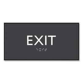 ADA Sign, Exit, Plastic, 4 x 4, Clear/White