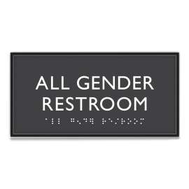 ADA Sign, All Gender Restroom, Plastic, 4 x 4, Clear/White