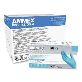 Ammex APFN Medical/Exam Nitrile Gloves, Powder-Free, Blue, XL