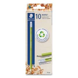 Wopex Extruded Pencil, HB (#2), Black Lead, Green Barrel, 10/Pack