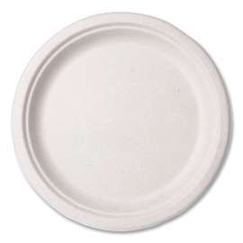 Molded Fiber Tableware, Plate, 10" Diameter, White, 500/Carton
