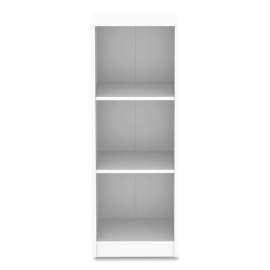 Three-Shelf Narrow-Footprint Bookcase, 15.75" x 11.42" x 44.33", White