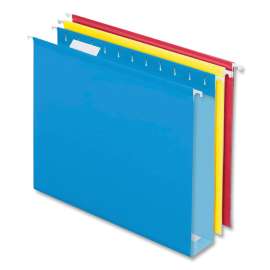 Colored Reinforced Hanging Folders, Letter Size, 1/5-Cut Tabs, Assorted Colors, 12/Box